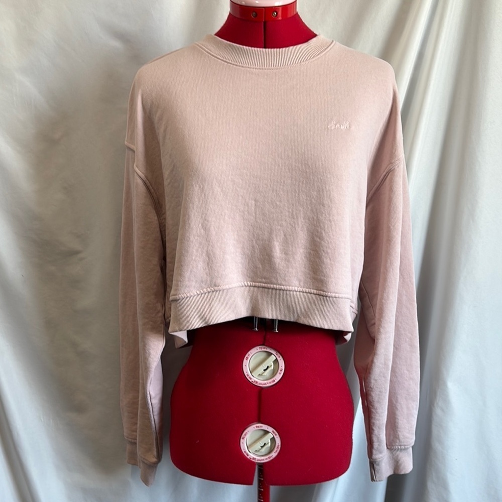 MM72 Divided Cream and Pink Cropped Hoodie Long Sleeve